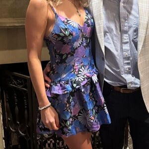 LoveShackFancy Blue and Purple Floral Dress